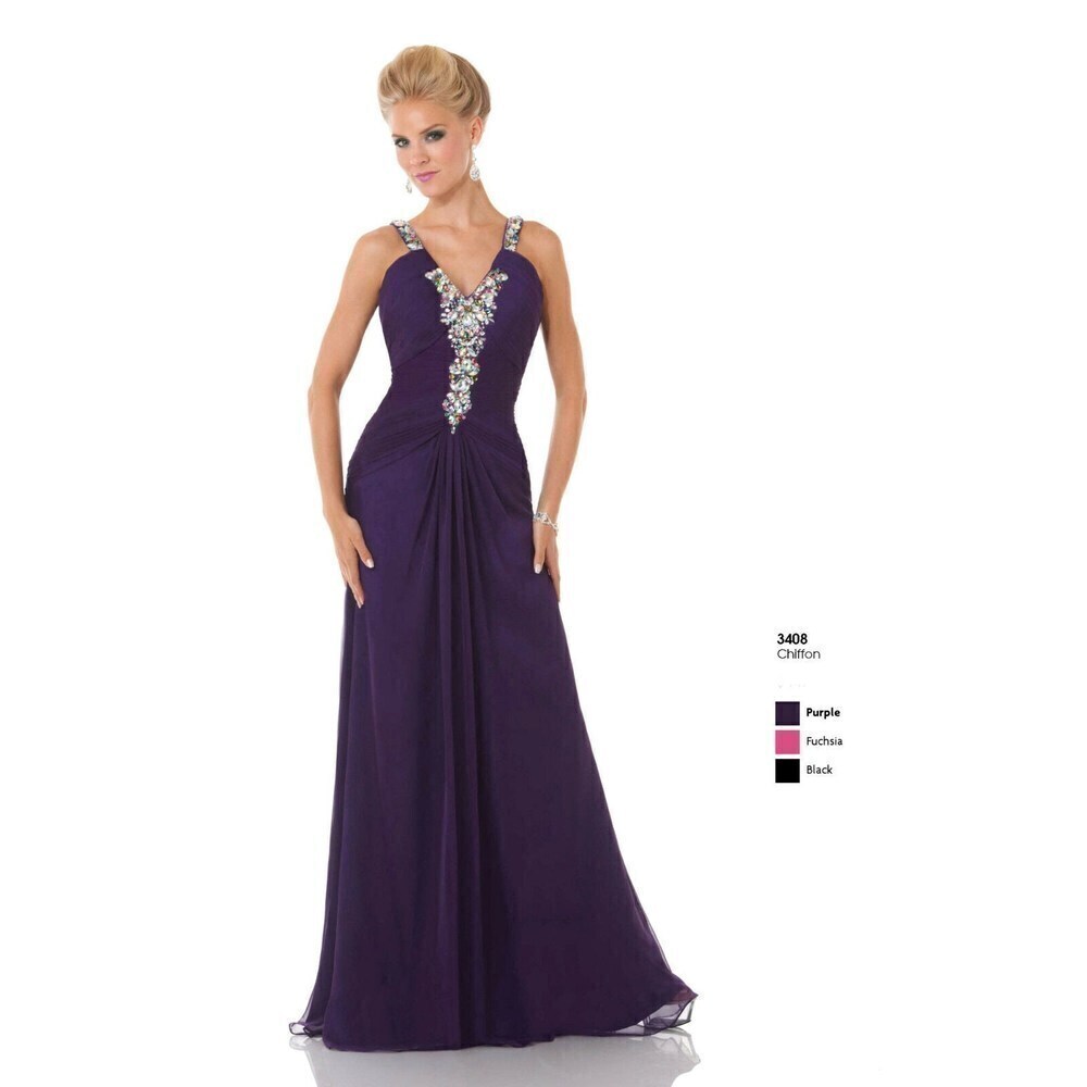 Mystique Chiffon Prom Dress 3408 Purple